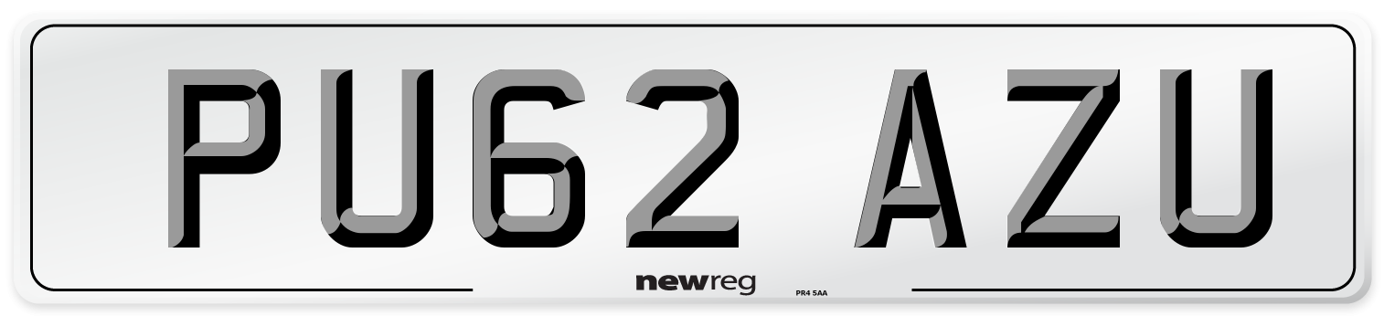 PU62 AZU Number Plate from New Reg